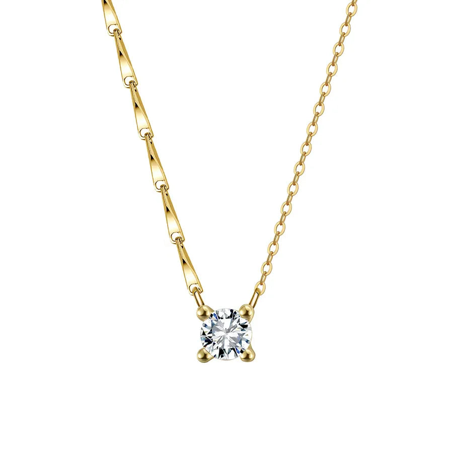 Minimalist gold solitaire necklace with fine chain and single crystal – Lustre Line by Layers Store UK