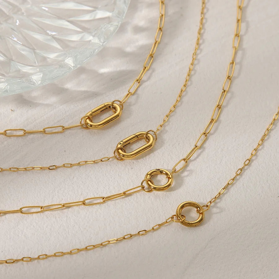 LinkMuse Gold Paperclip Chain Necklaces with Designer Oval and Circle Clasps – Layers Store UK Minimalist Jewellery